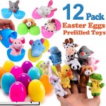 COWEAL 12 Pack Animal Finger Puppets Easter Eggs Pre Filled Toys Animal Hand Puppets Plush Toys for Easter Baby Story Time Prop Educational Hand Cartoon Animal Dolls Party Favors Birthday Gifts  B07MNHWLN2